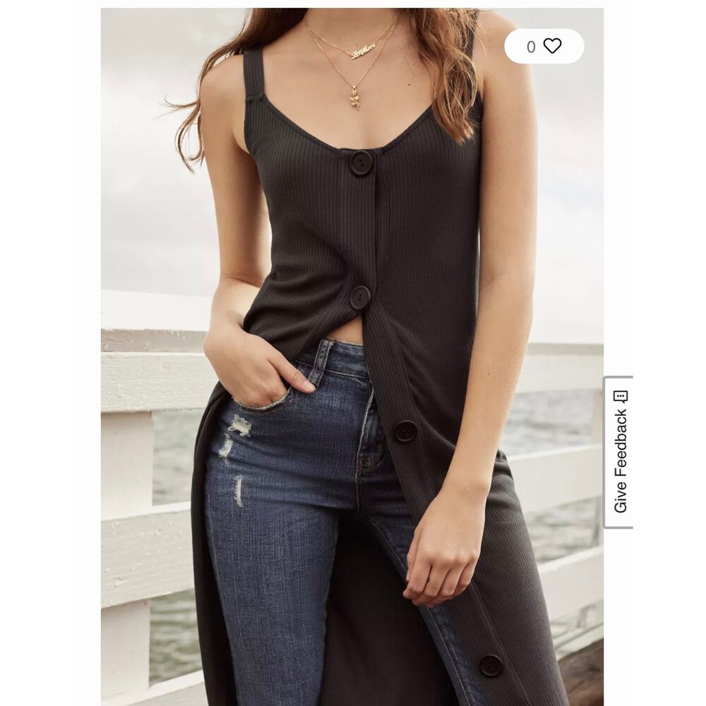 Urban Outfitters Ribbed Knit Button-Down Midi Dress | Gray Stretchy | Wm’s Small